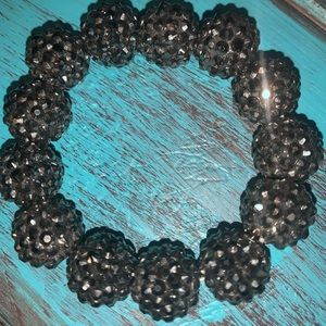 Black bead, stretch, sparkle statement bracelet